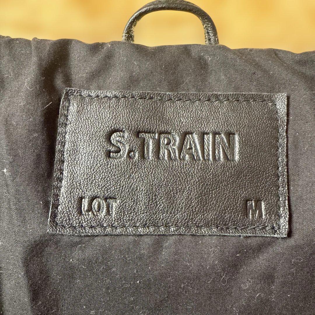 ラムレザー ダウンジャケット 羊革 襟ムートン M ブラックXブラウン