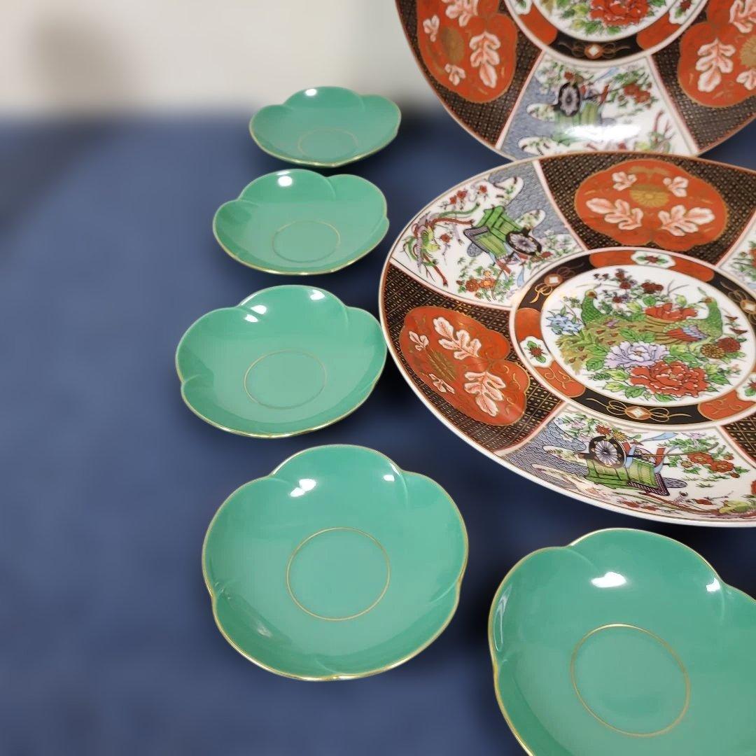 h435☆中国骨董大皿2枚☆香蘭社☆緑色小皿の10枚セット☆ - メルカリ