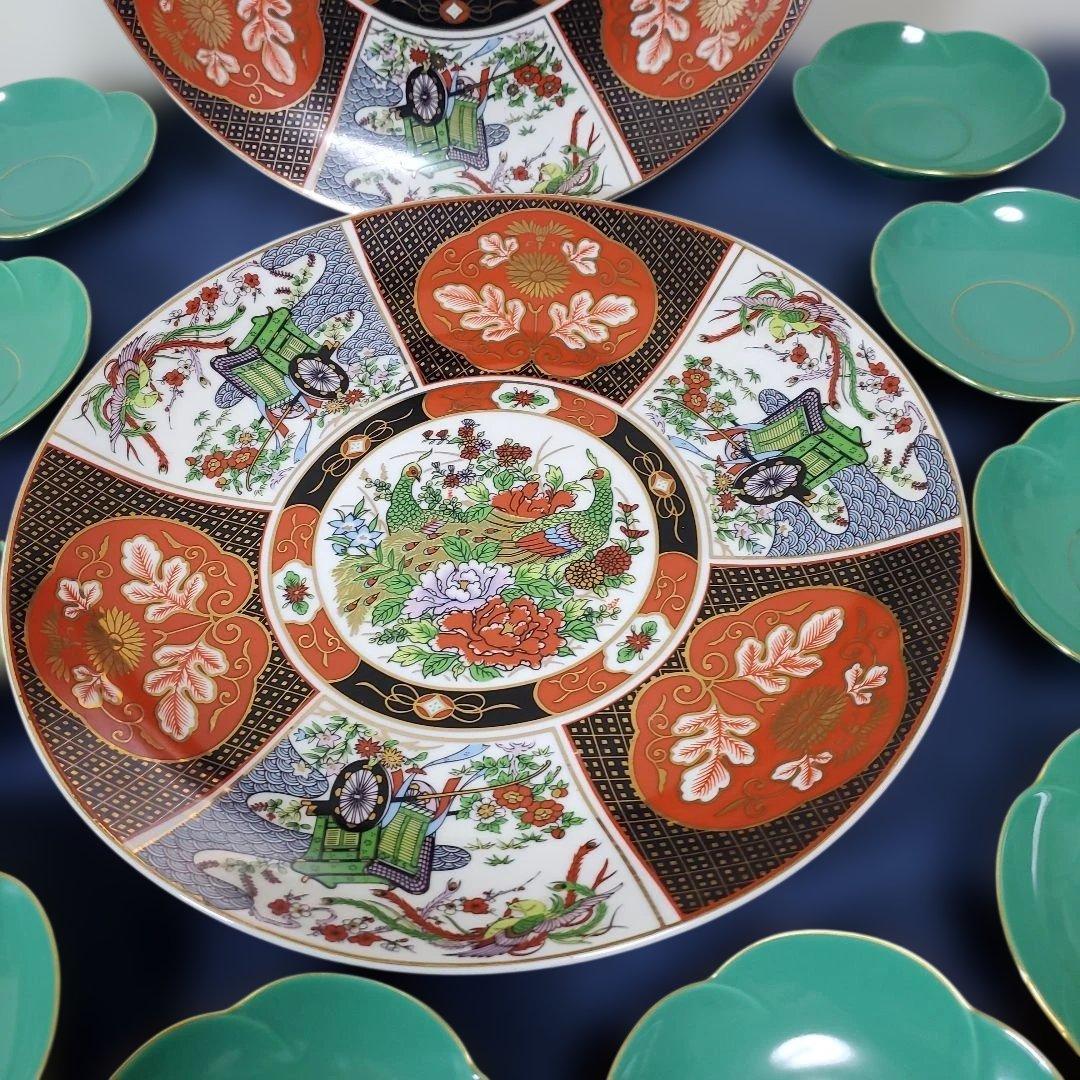 h435☆中国骨董大皿2枚☆香蘭社☆緑色小皿の10枚セット☆ - メルカリ