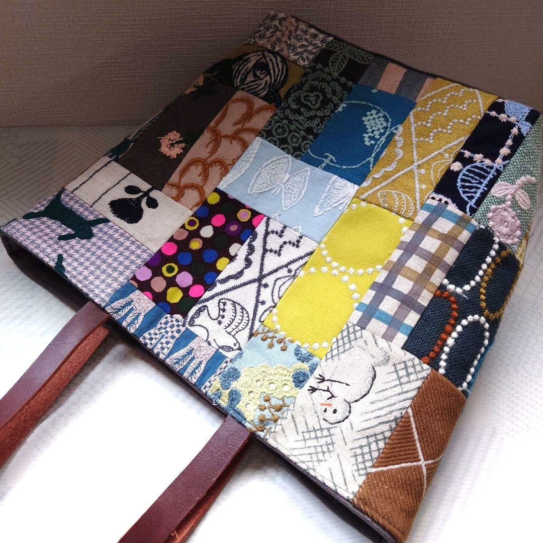 ミナペルホネン 両面パッチワーク マチありトートバッグ - メルカリ