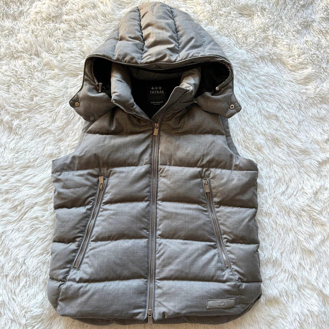 美品】タトラス ダウンベスト LEONARDO 高級ライン グレー L相当