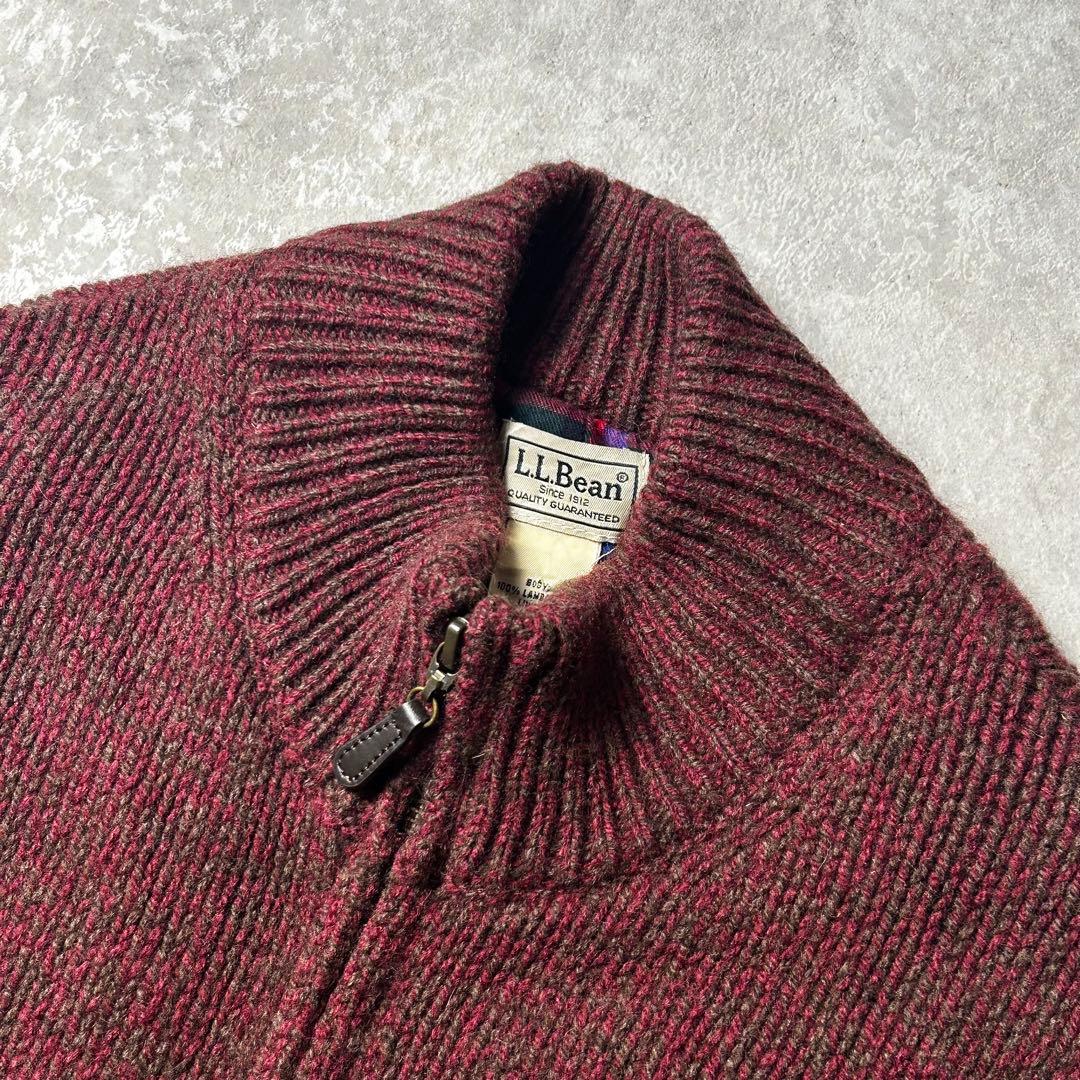 L.L.BEAN ドライバーズニット ラムウール100% チェックライナー L