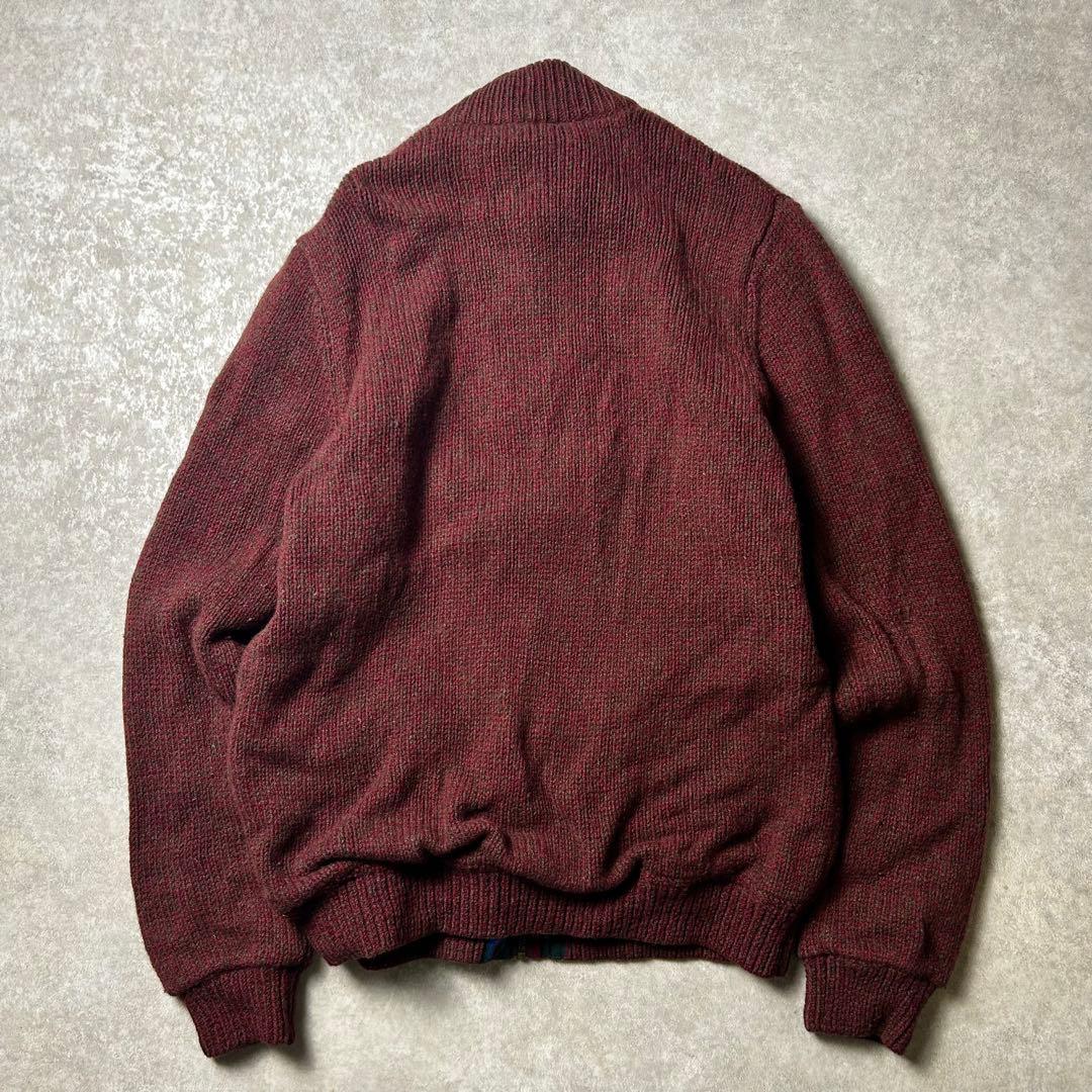 L.L.BEAN ドライバーズニット ラムウール100% チェックライナー L