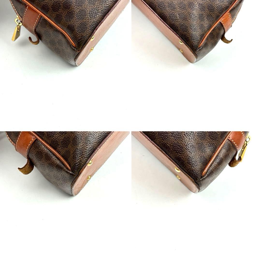 美品】セリーヌ ハンドバッグ トリオンフ マカダム柄 PVC 革 ブラウン