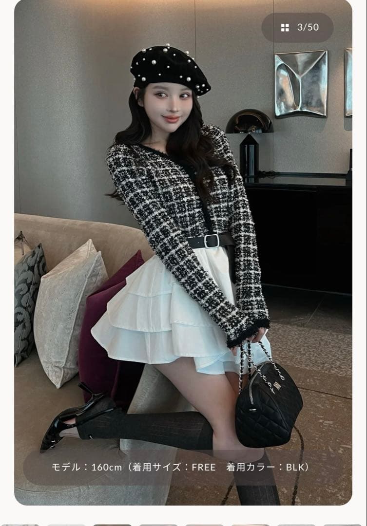 ボリュームフリルツイードニットミニワンピース ダーリッチ - メルカリ