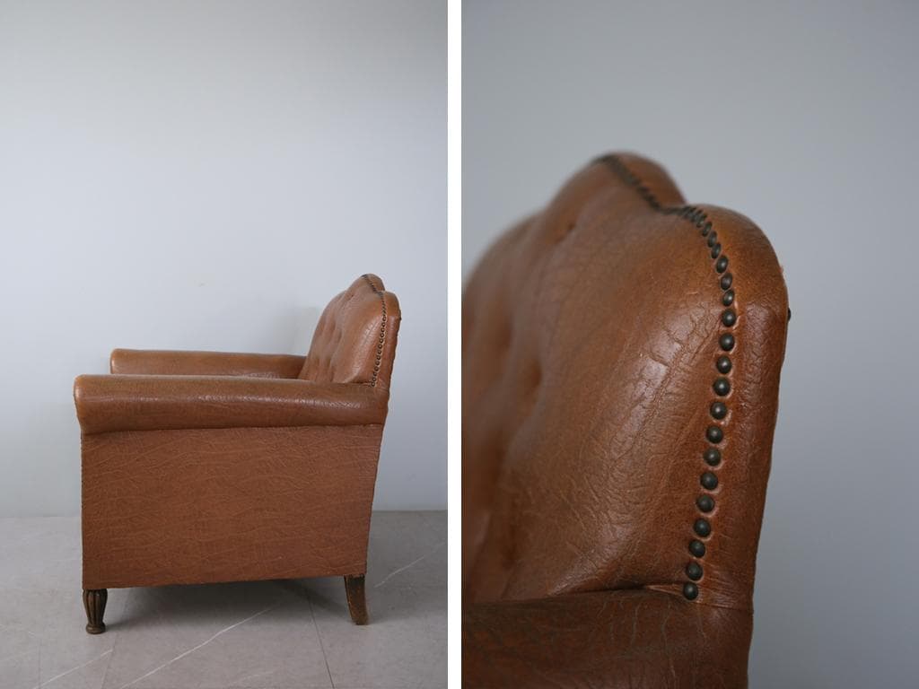 フランスアンティークアームソファ/サロンチェア/椅子イス/ラウンジ(90-122