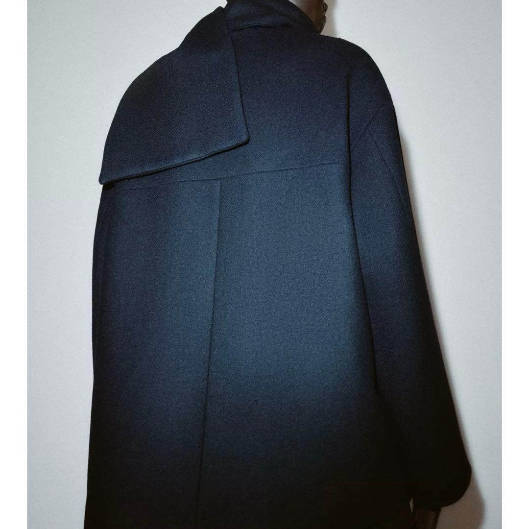 ZARA♡ウールショートスカーフコート♡ネイビー♡ - メルカリ