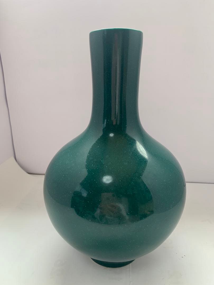 中国美術 大明成化年 翡翠緑釉瓶 送料込み 美術品・アンティーク