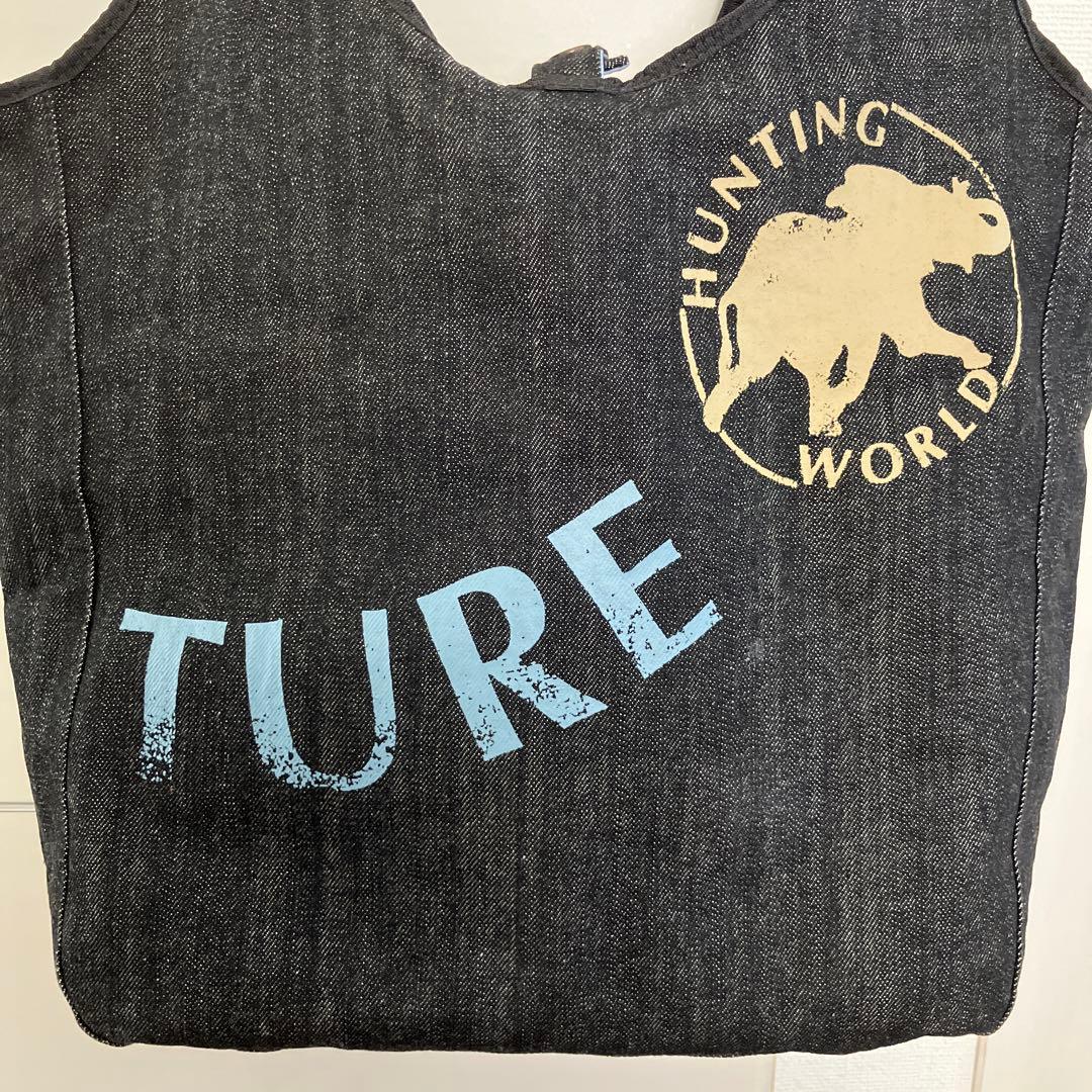 美品〉ハンティングワールド リバーシブル デニム ショルダーバッグ