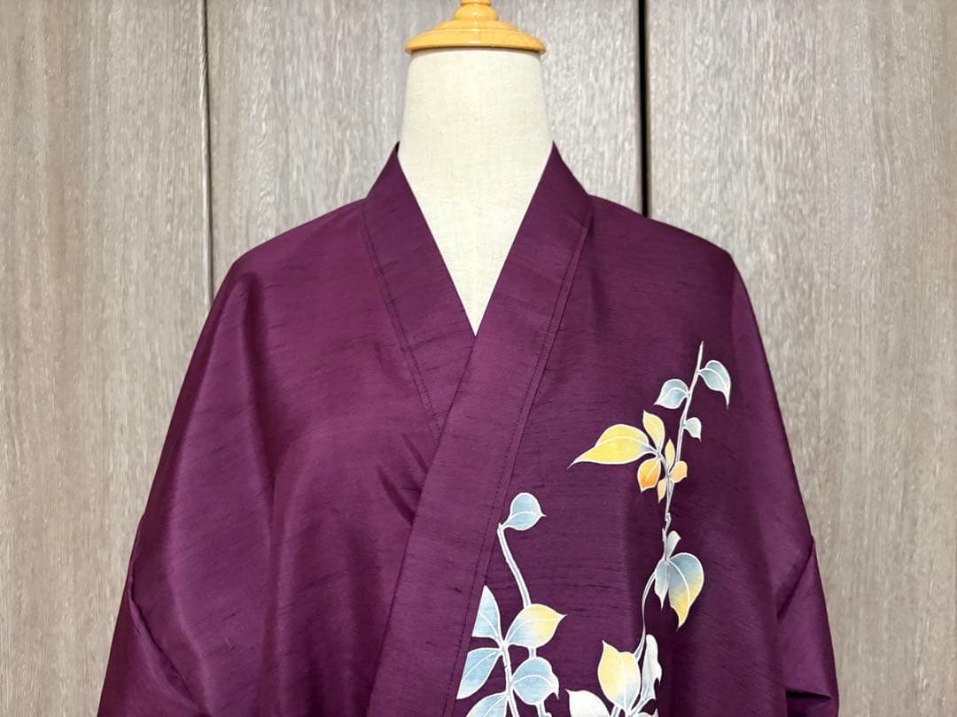 着物リメイク訪問着 枝花文 正絹から作務衣 長身の方でも股下75センチ