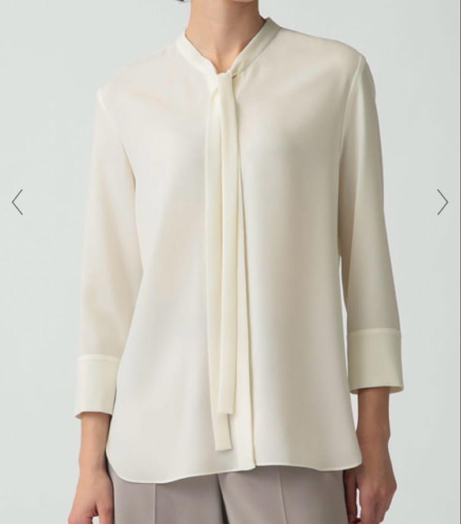 セオリー ジョーゼットタイブラウス アイボリー Sサイズ ボウタイ 長袖