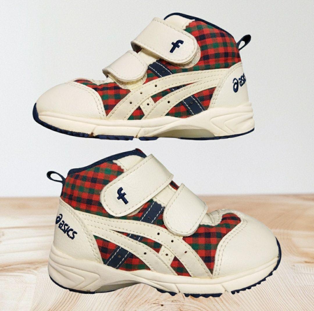 familiar】ファミリア ベビースニーカー アシックス 赤チェック 14
