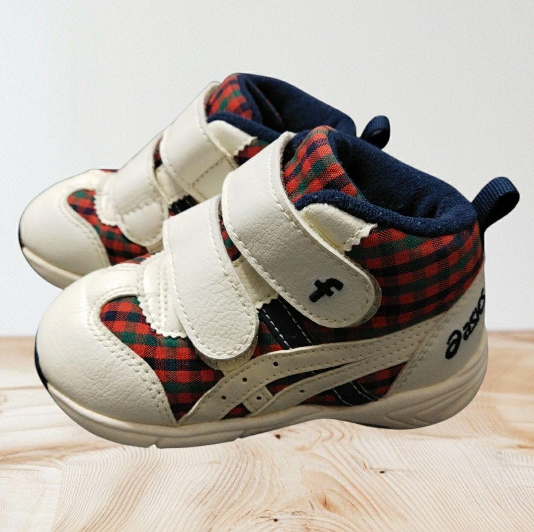 familiar】ファミリア ベビースニーカー アシックス 赤チェック 14