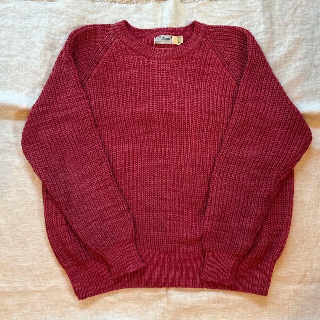 LLbean コットンニット L.L.Bean コットンニット セーター 2XL バーガンディ エルエルビーン