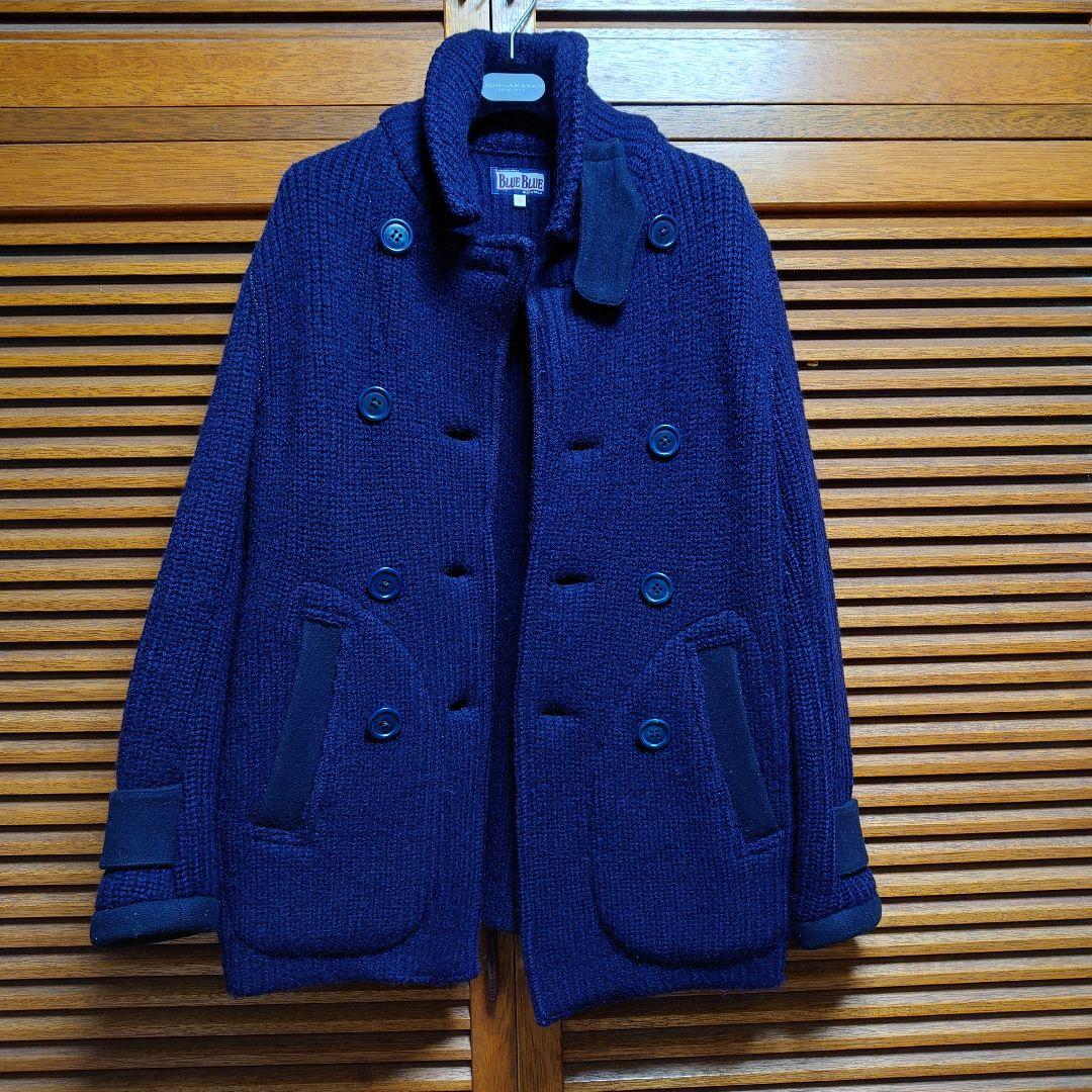 ハリウッドランチマーケットBLUEBLUEネイビー圧縮ニットPコート - メルカリ