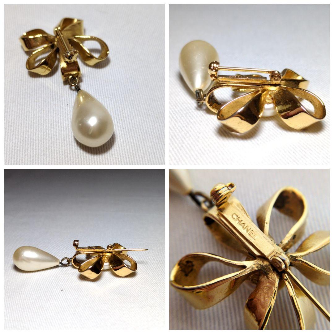 CHANEL シャネル ゴールド フェイクパール フラワー ブローチ