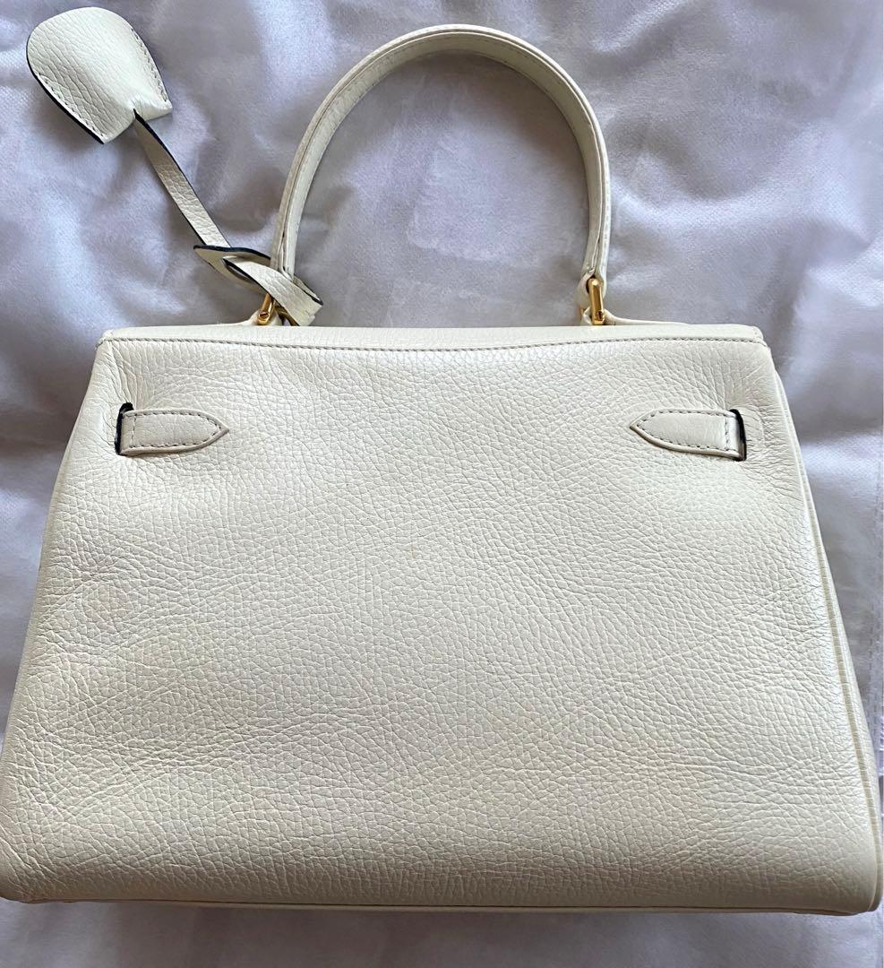 美品 HAMANO 濱野皮革工藝 皇室 フォーマル オフホワイトケリーバッグ