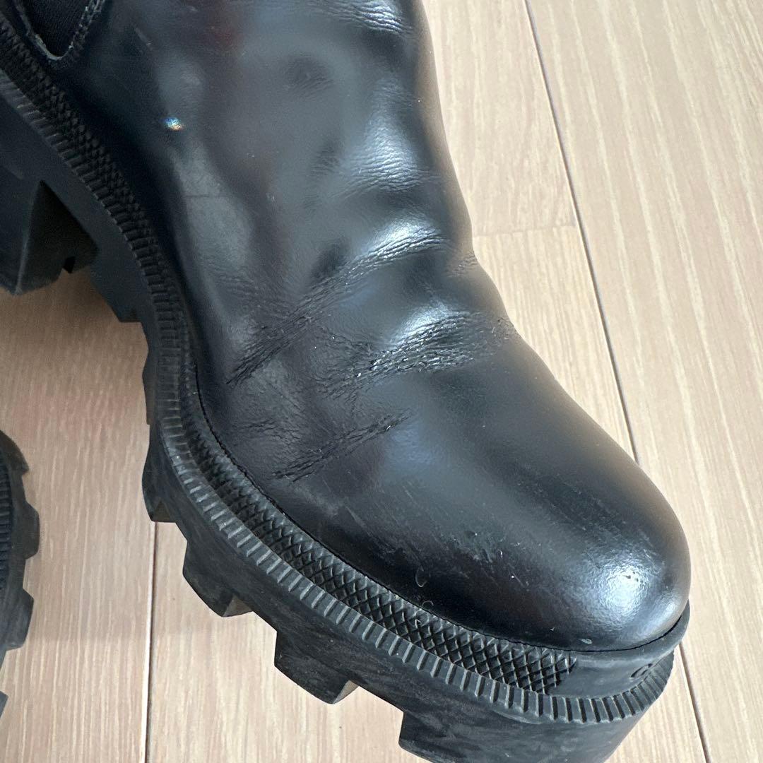 GUCCI GGマーモント　レザー　サイドゴア　ビジュー　22.5cm