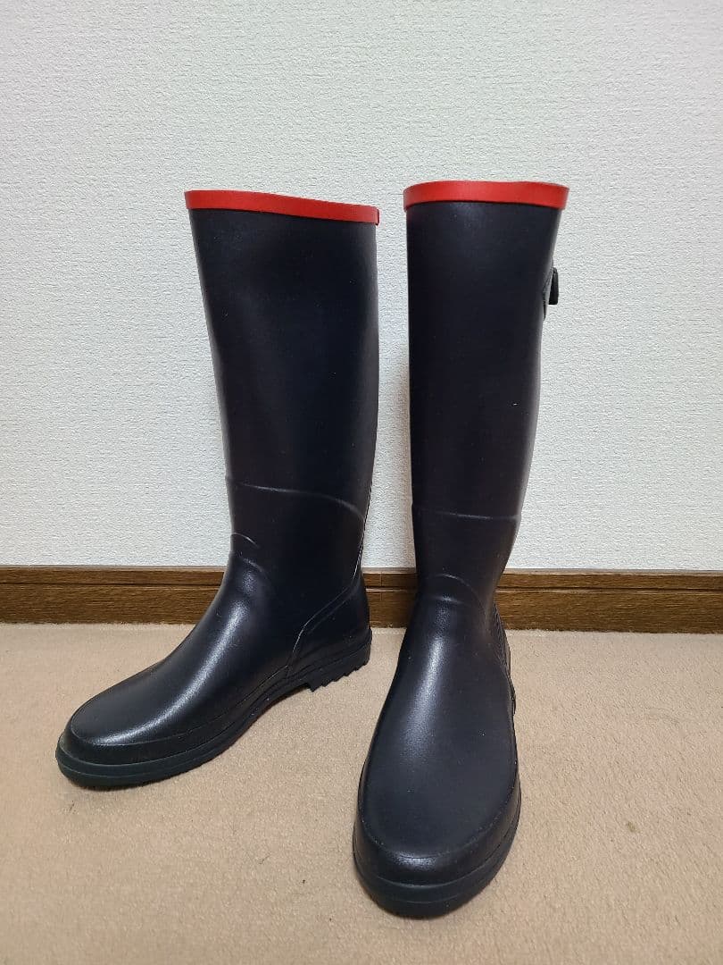AIGLE　レインブーツ黒　レディース　サイズ39(24.5cm相当) AIGLE（エーグル） 長靴 レインブーツ 乗馬風バックル付きレインロング