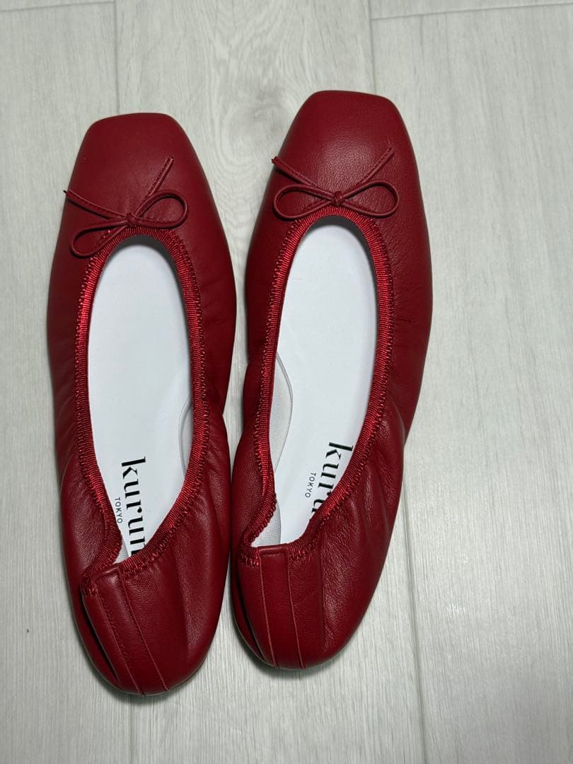 kurun 赤 バレエシューズ 25.5cm