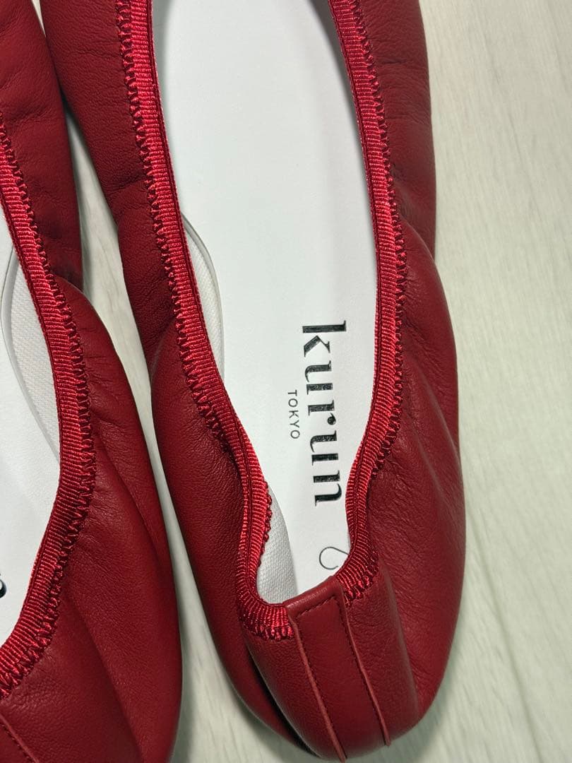 kurun 赤 バレエシューズ 25.5cm