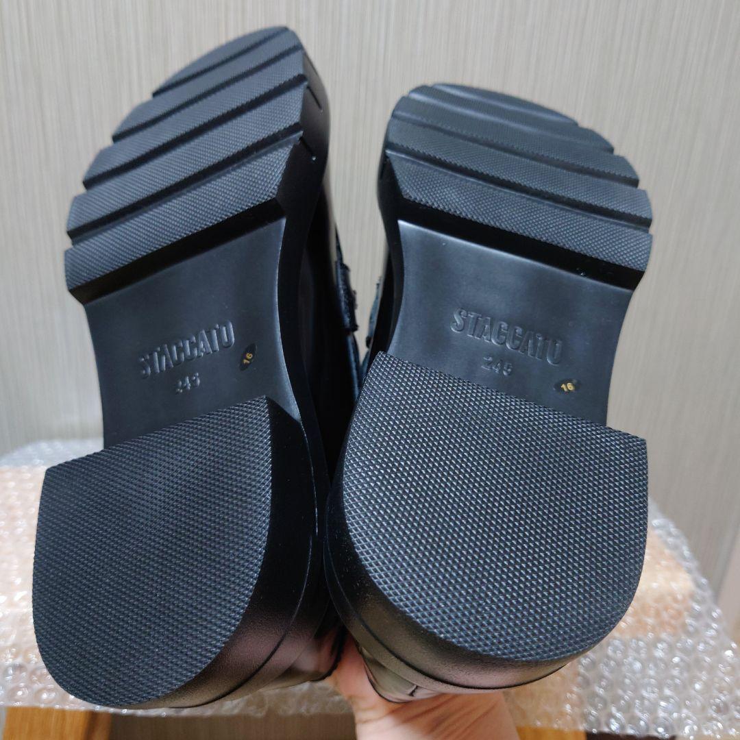 新品未使用 スタッカート ダイス タンクソール ローファー 24.5cm 黒