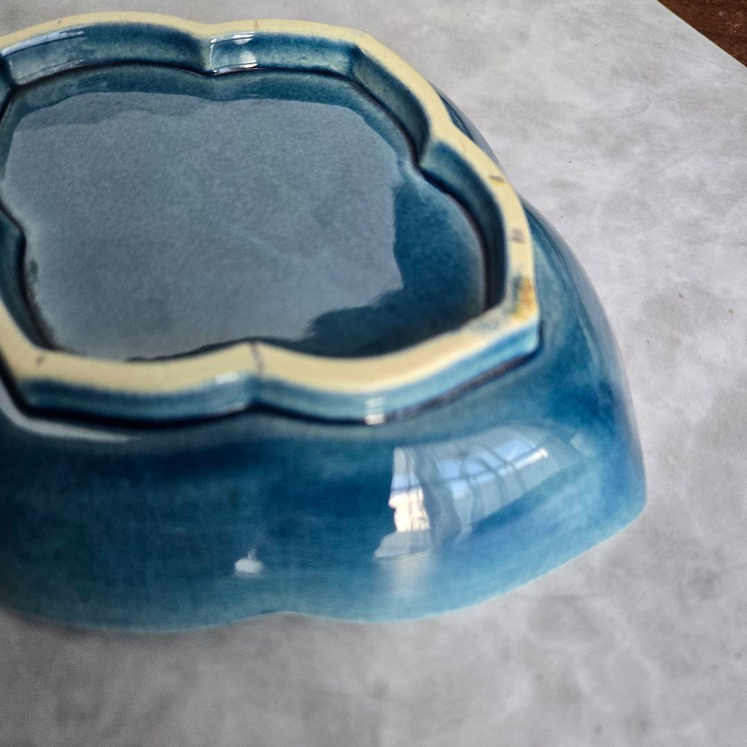 淡路 珉平焼 変形皿 ドラゴン 龍 江戸 明治 アンティーク 骨董 金継ぎ