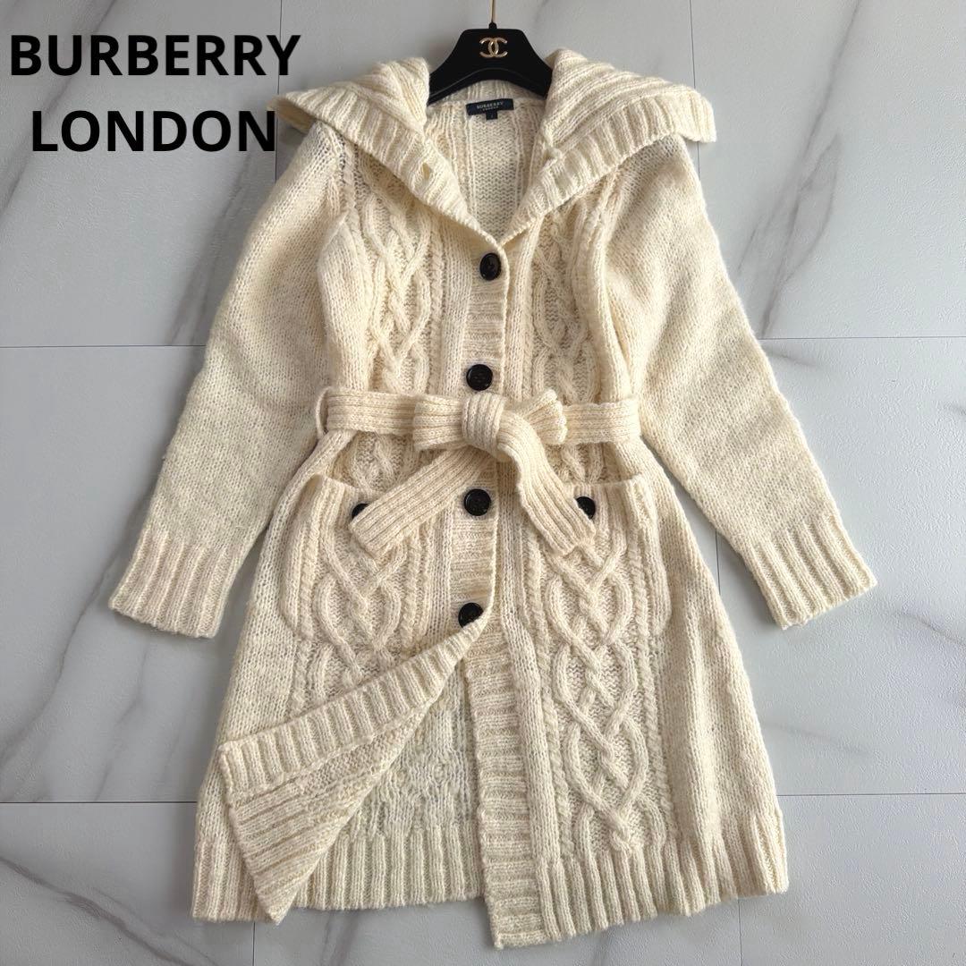 美品 BURBERRY LONDON ニット カーディガン ケーブル編み - メルカリ