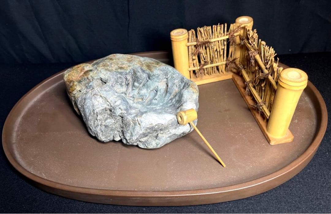 自然石 水石 アートピース 盆栽 朱泥 盆栽 水盤 花道 ミニチュア 4点まとめ