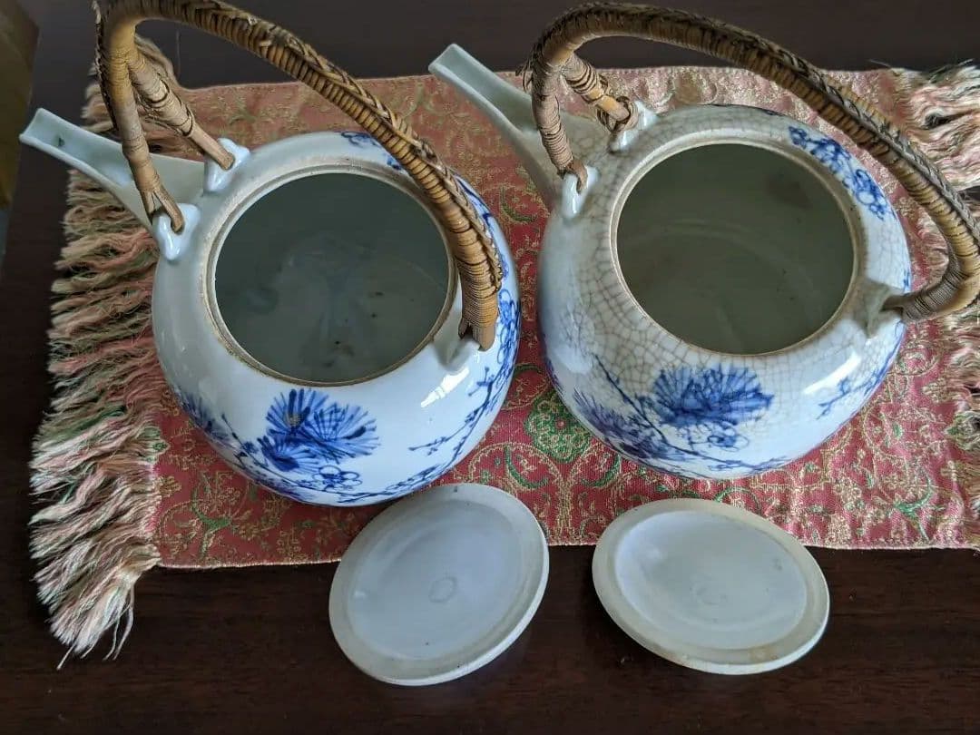 ⭐染付 松葉梅花文様 銚子1対 京焼 真葛焼 宮川香齋