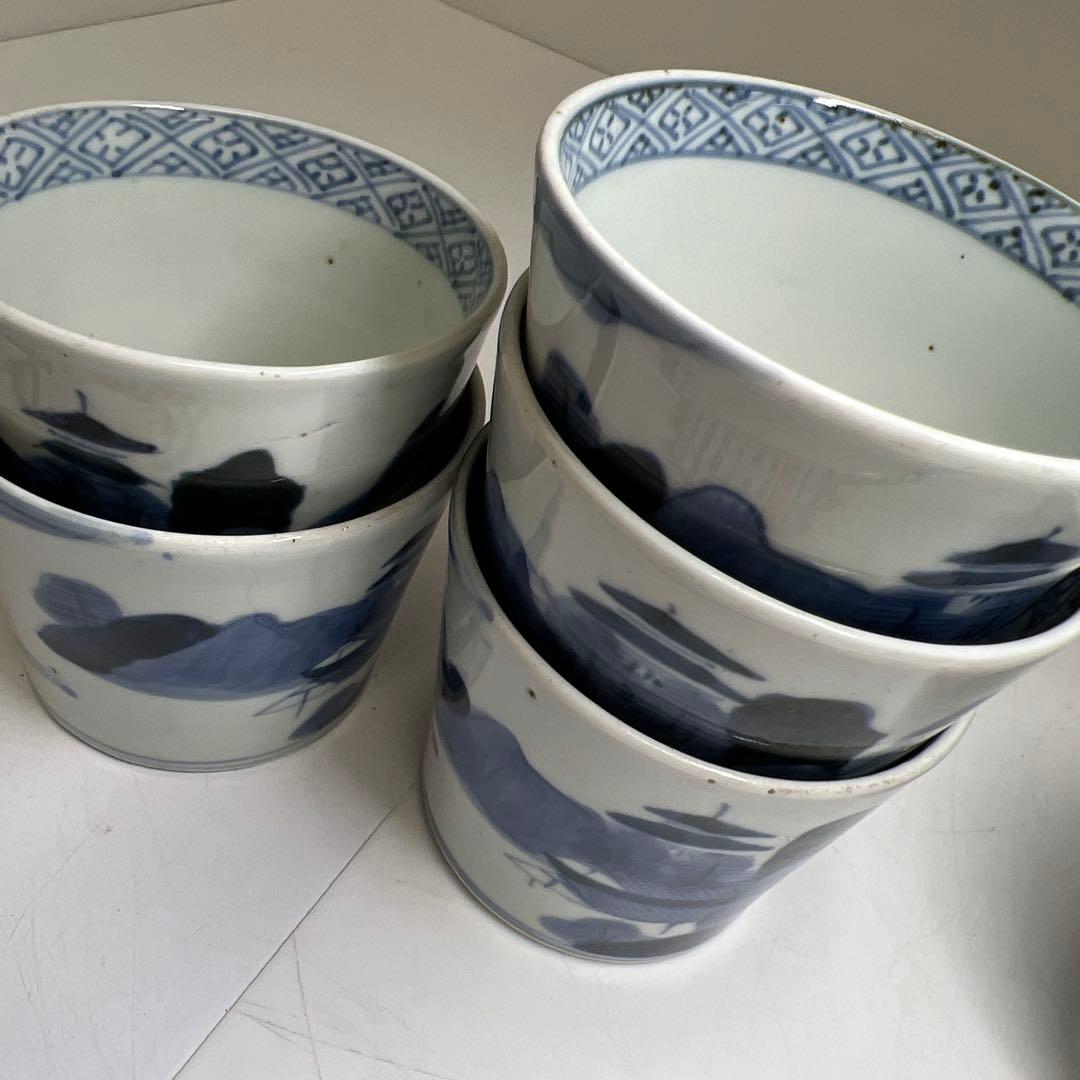 古伊万里染付そば猪口10客 口径約8㎝ 東Y8-0122②タトチ