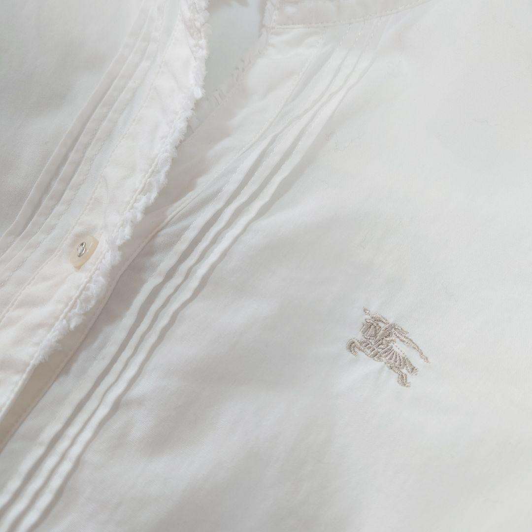 バーバリーブルーレーベル フリル ピンタック ホースロゴ刺繍 ブラウス