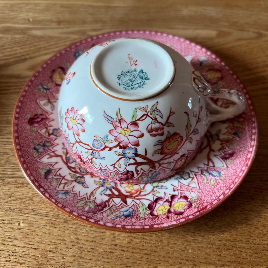 フランスサルグミンヌ窯、Mintonパターン219 ティーカップ＆ソーサー