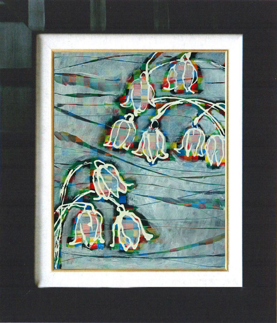 油絵 菅家令子 絵 絵画 インテリア 額付(黒) F4-090116 花すずらん 油絵 菅家令子 絵 絵画インテリア 額付(銀) F4-090116 花 すずらん