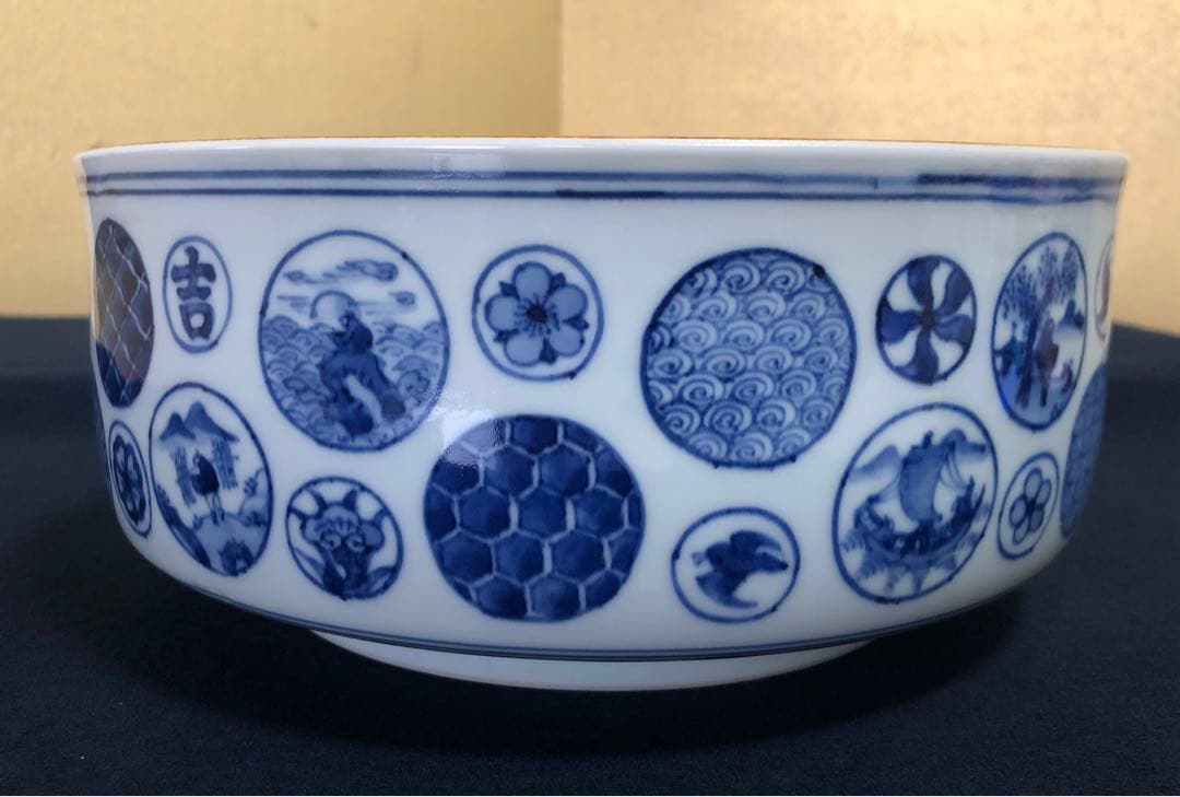 《R》真葛祥瑞写 染付 平水指 真葛香斎 而妙斎宗匠 共布共箱 260114き3