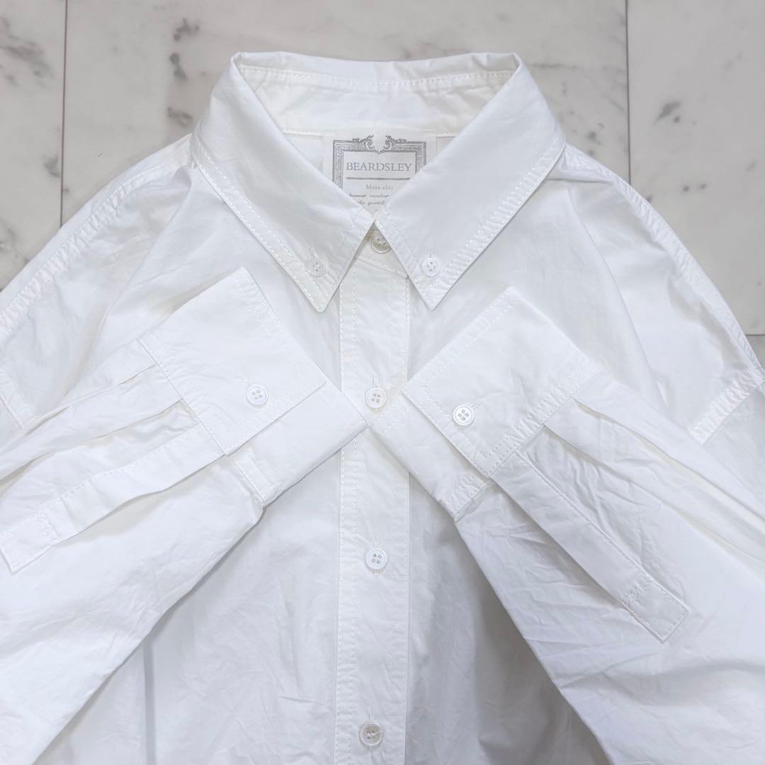 極美品✨ビアズリー シャツチュニック ロングシャツ 白シャツ オーバー