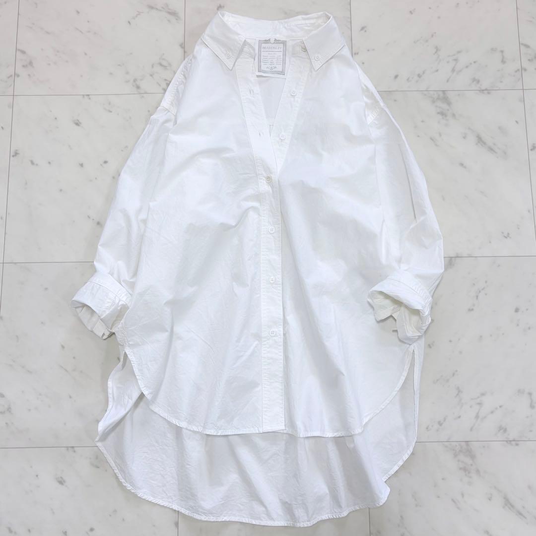 極美品✨ビアズリー シャツチュニック ロングシャツ 白シャツ オーバー