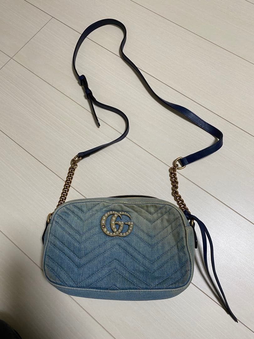Gucci デニムブルー ショルダーバッグ - メルカリ