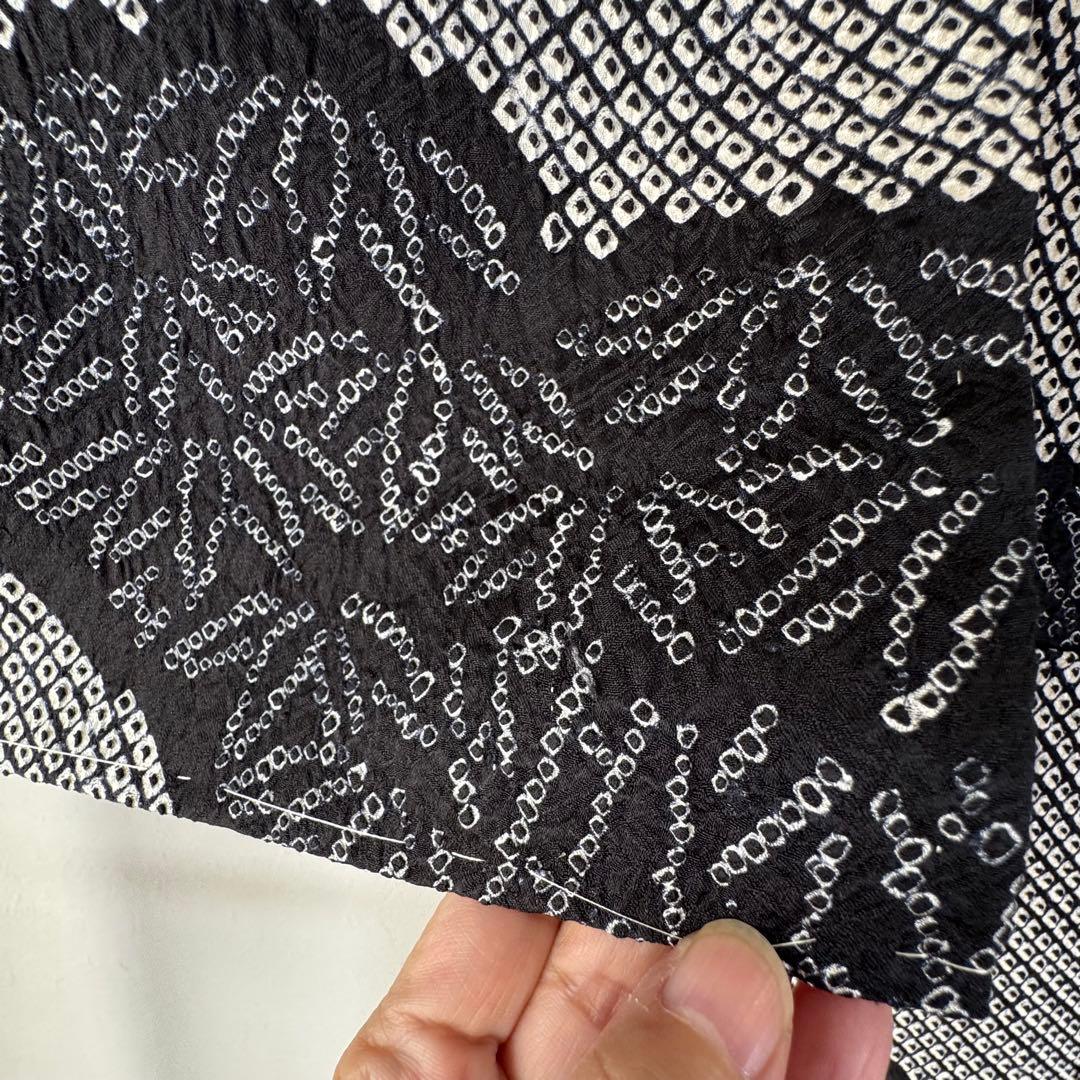 超美品 正絹 袷 現代 広襟 訪問着 着物 黒 総絞り 絞り 162裄67 - メルカリ