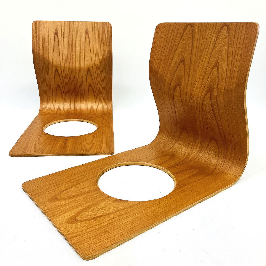 Tendo 天童木工 座椅子 2脚セット 藤森健次 曲げ木 ケヤキ板目 曲木⑩ TENDO 天童木工 ローズウッド 曲げ木 座イス 2脚セット 藤森健次