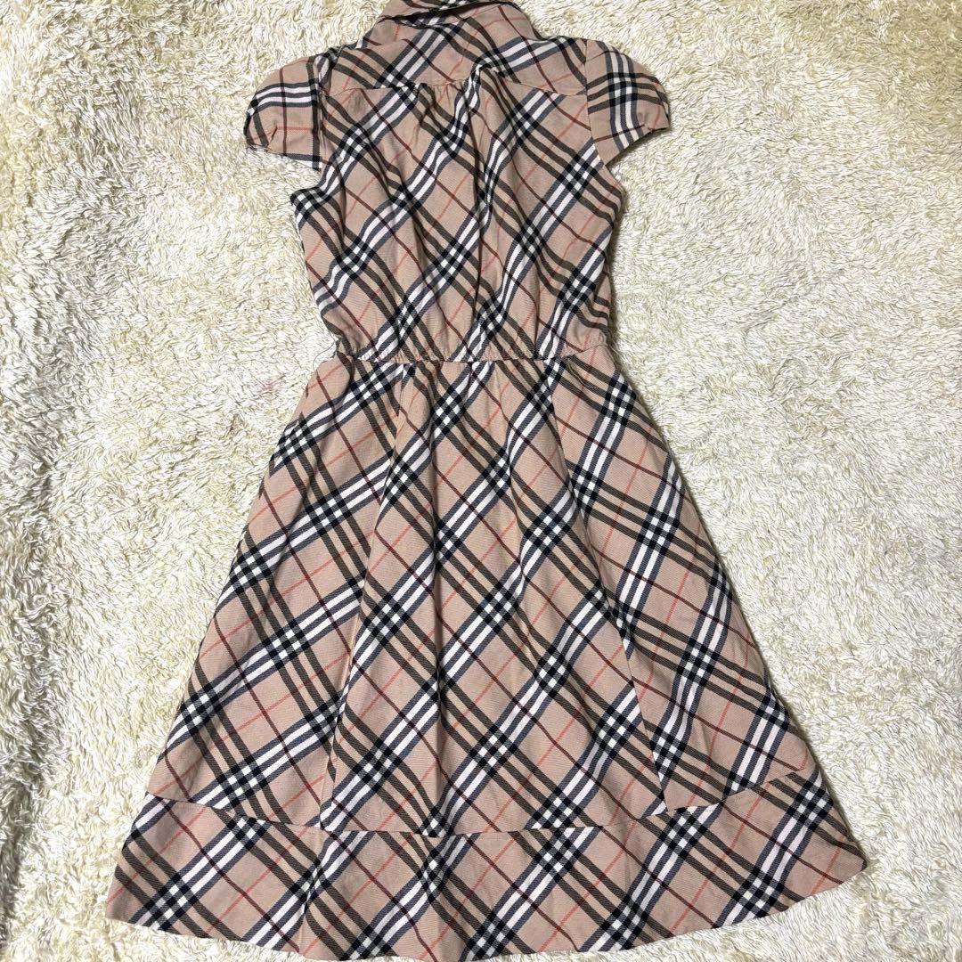 バーバリーブルーレーベル ワンピース ノバチェック ベージュ ロゴ刻印