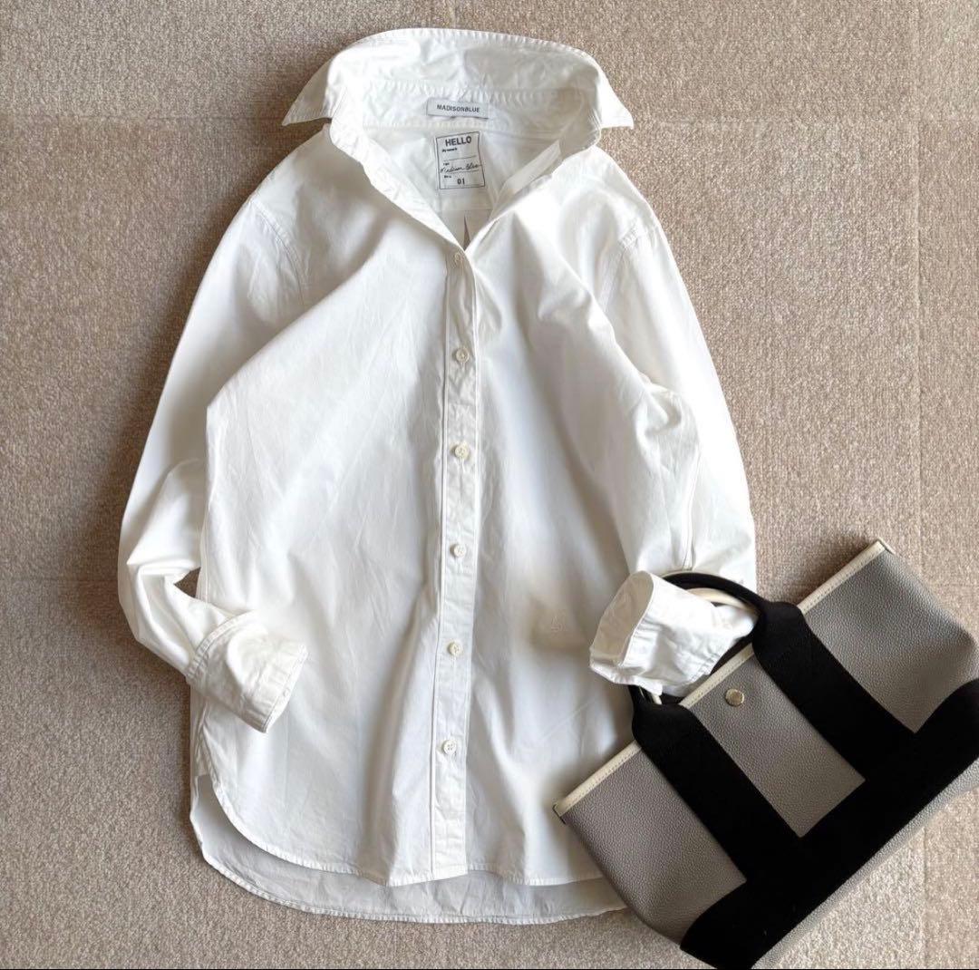 マディソンブルー＊ウォッシュドアウトシャツ　白　ホワイト　コットン　01 MADAME SHIRT WASHED OUT | SHIRT/BLOUSE | MADISONBLUE