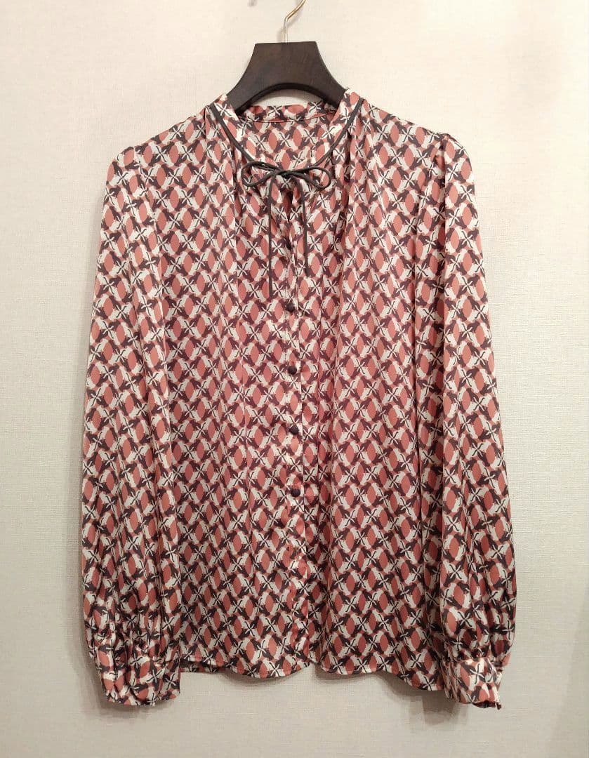 ANAYI アナイ キャットプリントパフスリーブ ブラウス ピンク系 38