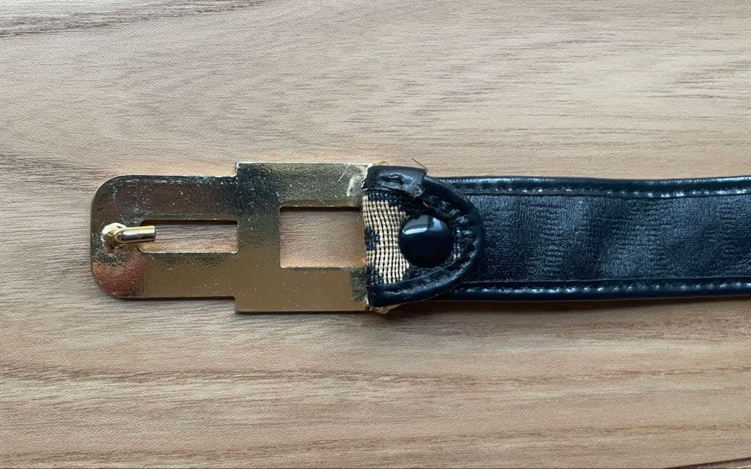 ディオール トロッター柄 ゴールドロゴバックル キャンバス×レザー