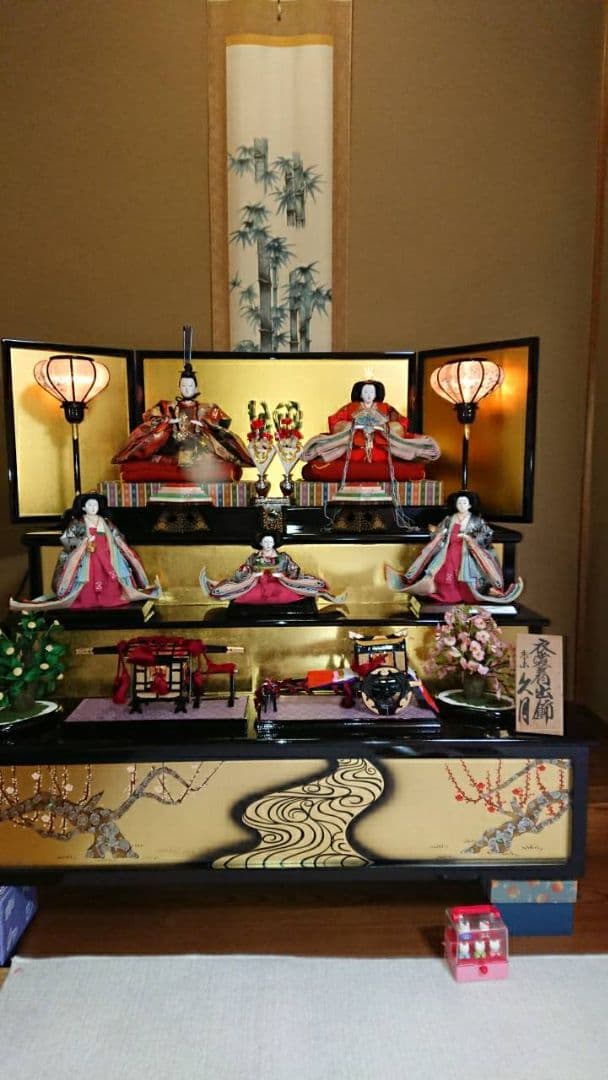 久月 衣裳着 木製三段 十番親王三五官女 お雛様 雛人形 三段飾り 久月作 平安三賢女 歌人付 雛の詩 衣裳着 京十番親王