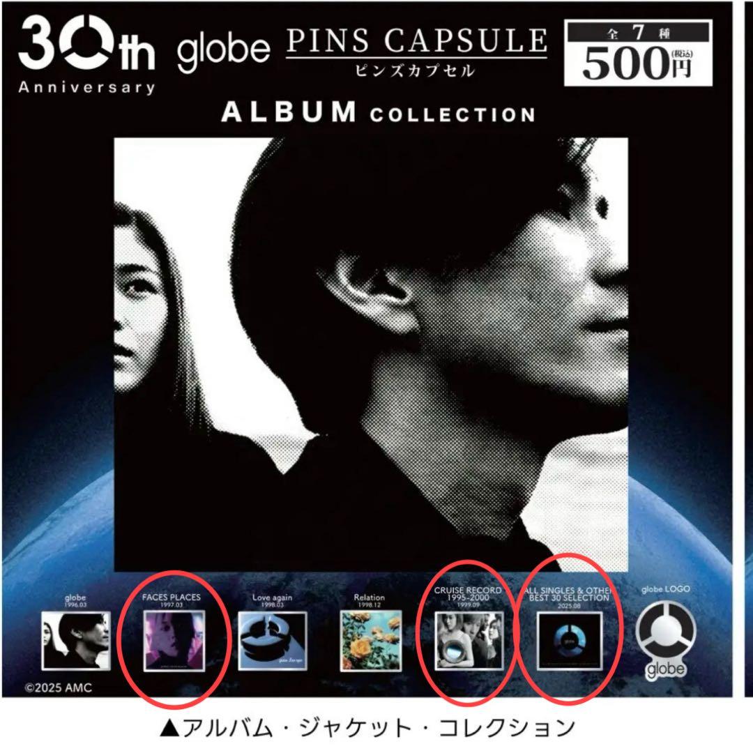 globe ピンズ カプセル アルバムコレクション 3種 ピンバッジ ガチャ