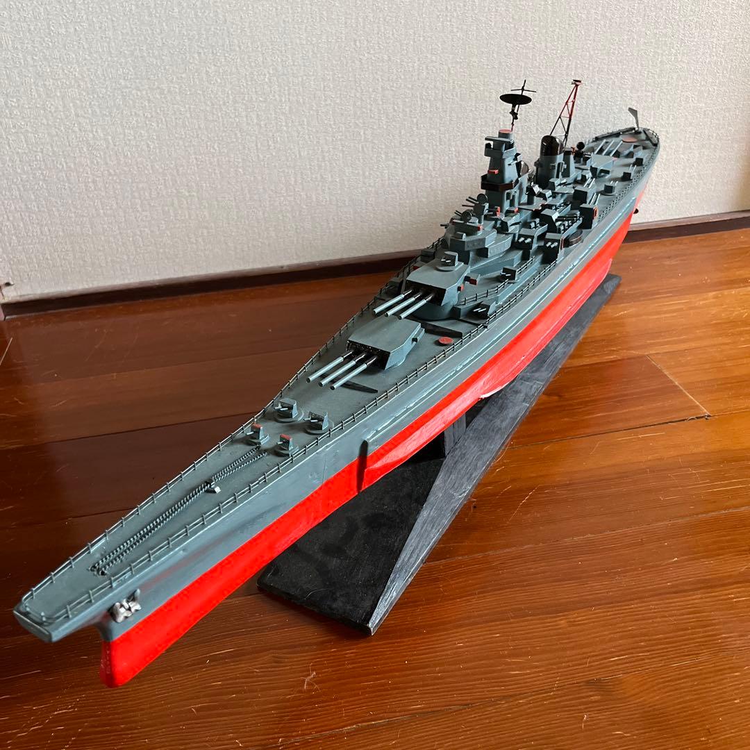 美品　木製模型　艦船　ミズーリ　スタンド付き 即納！ヴィンテージ 米海軍戦艦「ミズ－リ」完全ハンドメイド 元軍人が