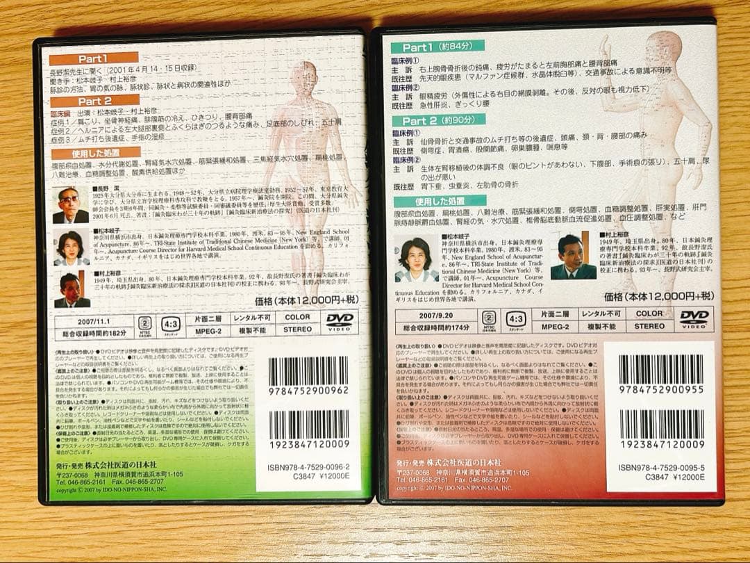 DVD>松本岐子先生 明日からの臨床に使える鍼灸療法 1巻2巻set