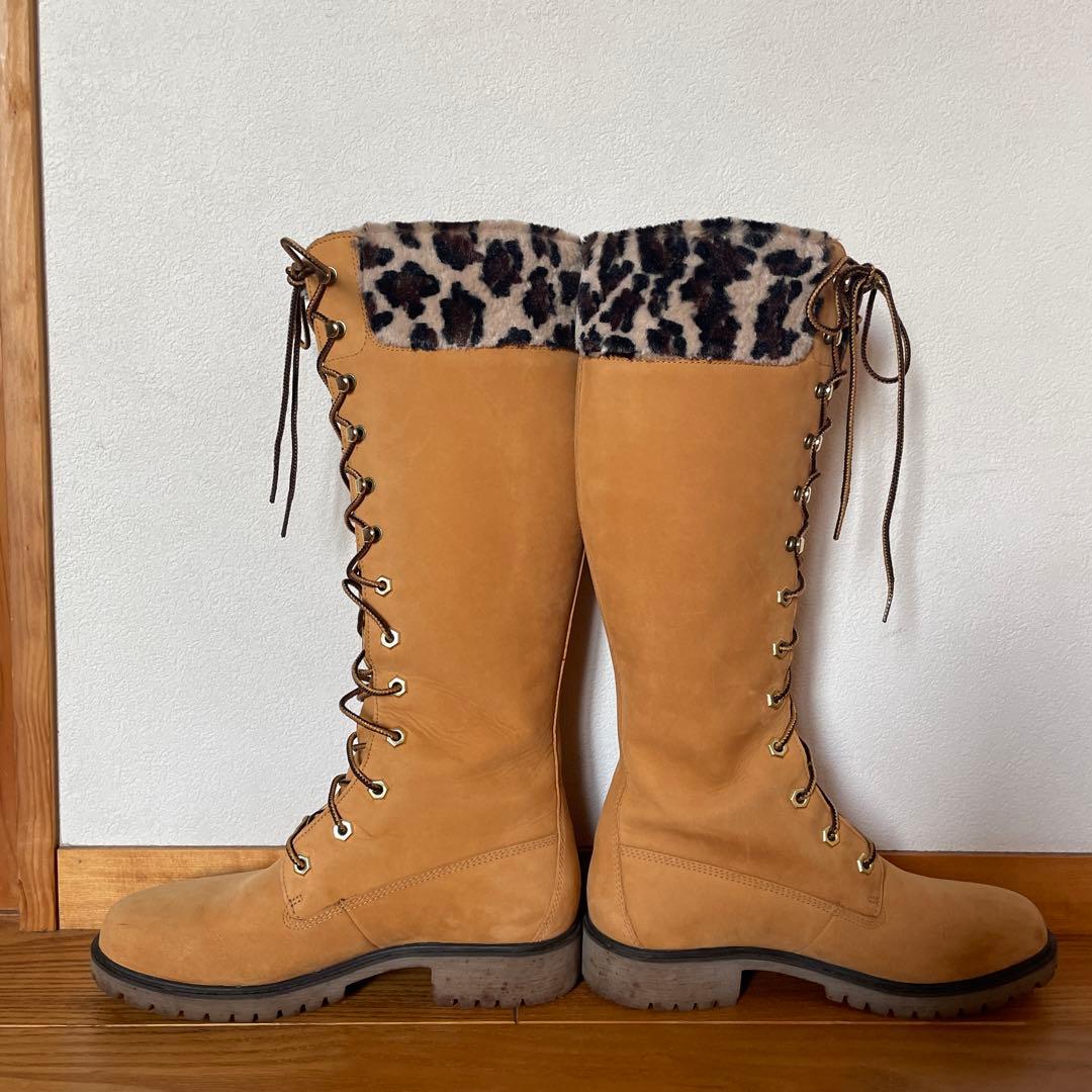 ティンバーランド Timberland ロングブーツ ヒョウ柄ファー レア 美品