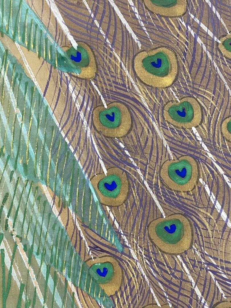 日本画 熊斐銘 孔雀図 掛軸 肉筆 絹本 時代箱付 古美術 4C06-11 - メルカリ